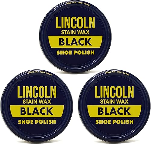 Lincoln Esmalte de zapatos de cera antimanchas, paquete de 3 unidades, 2-1/8 oz (negro), Negro -