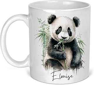 Personlised Watercolour Panda ceramic Mug, Any name ceramic mug for ladies or men, Panda Mug gift, Mug gift for friend, Panda mug, Ceramic Panda Mug