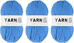 3 pièces de fil acrylique rose 400 verges 4 plis doux, fil de poids sport, [pour le crochet et le tricot DIY, couvertures, chapeaux] - 150g