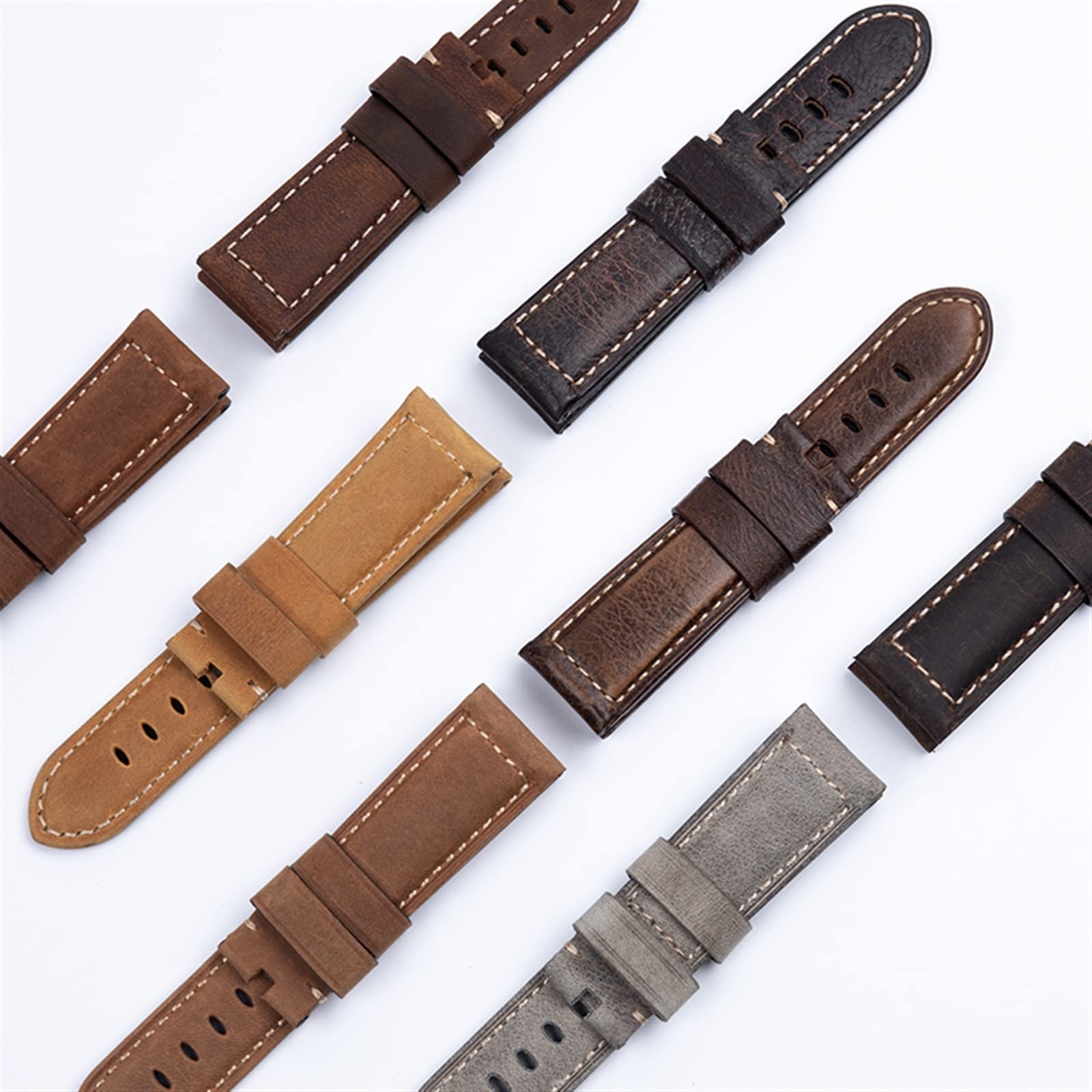Accessori per cinturini fatti a mano Cinturino vintage retrò in vera pelle Crazy Horse da 24 mm per cinturino Panerai con fibbia ad ardiglione
