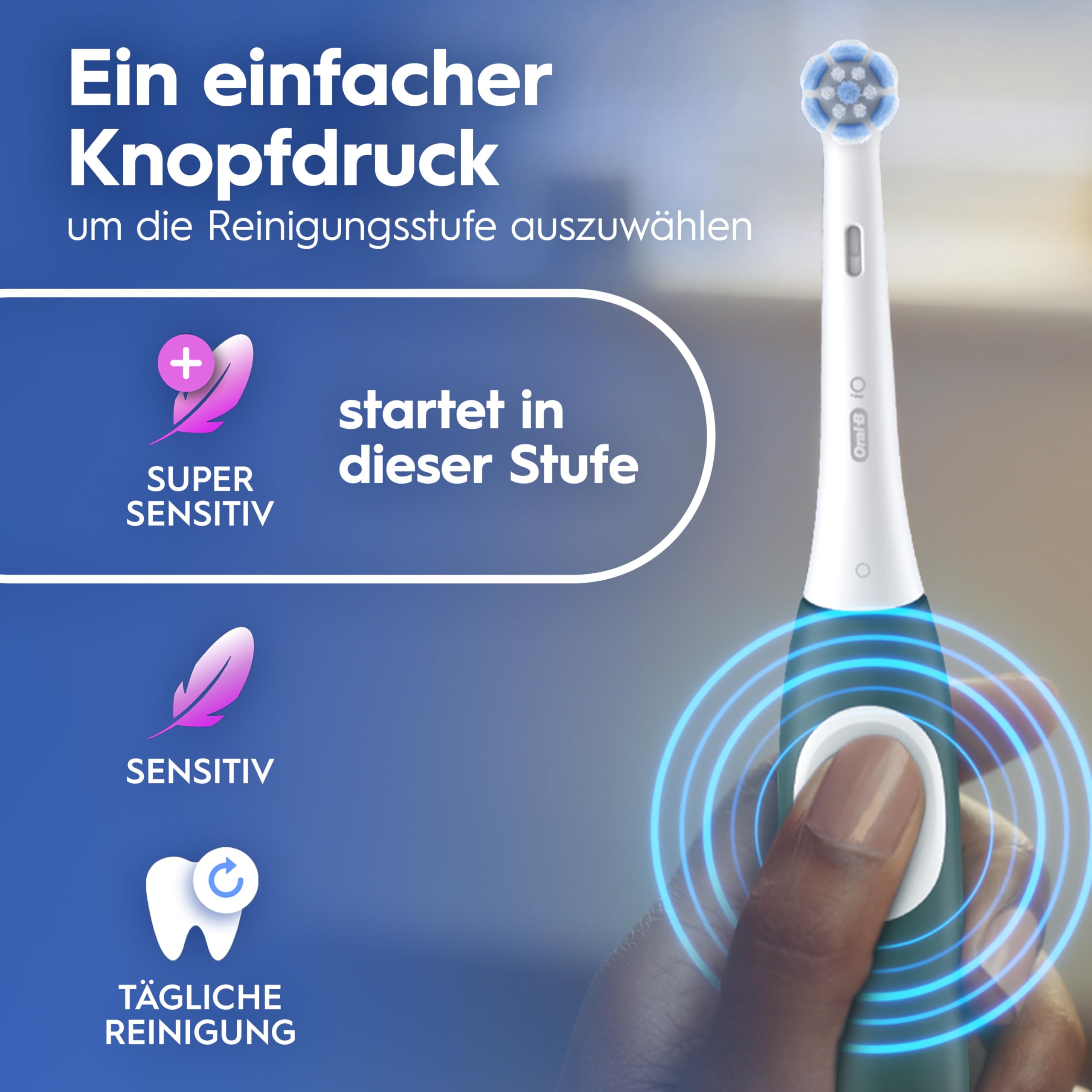 Oral-B iO Series 2 Elektrische Zahnbürste, Grün | Inkl. 1 Aufsteckbürste, Reise-Etui, GUT GETESTET von STIFTUNG WARENTEST, Electric Toothbrush mit 3 Putzmodi für Zahnpflege