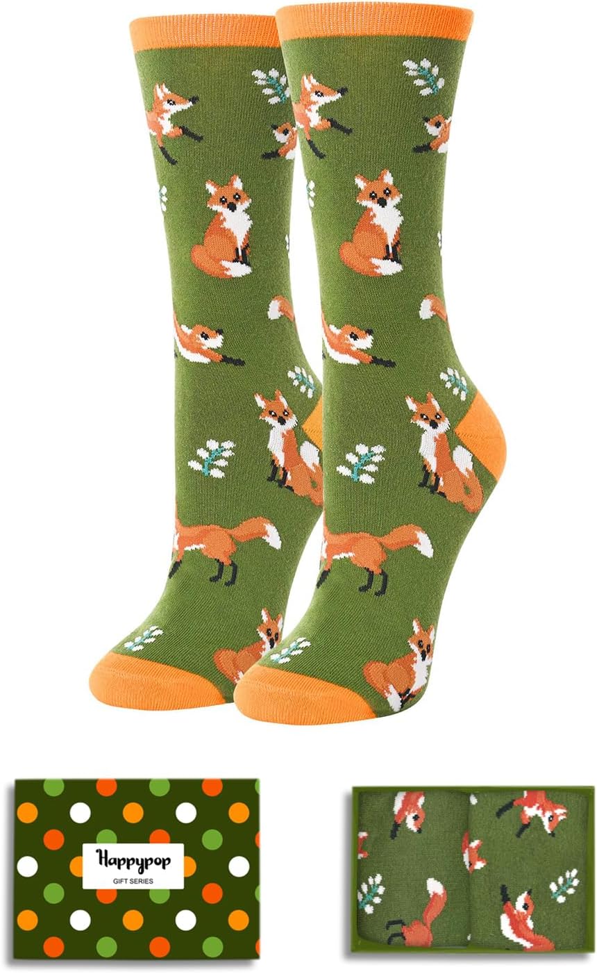 Calcetines Animales HAPPYPOP para Mujer - Zorro Vaca Gallina
