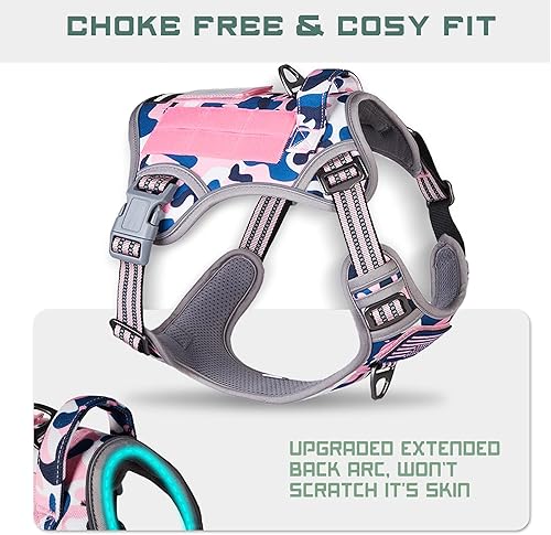 Miniatura 9 de BUMBIN - Arnés táctico para mascotas, inteligente, antitirones, ajustable con asa, reflectante, para perros grandes, medianos y pequeños, arnés de