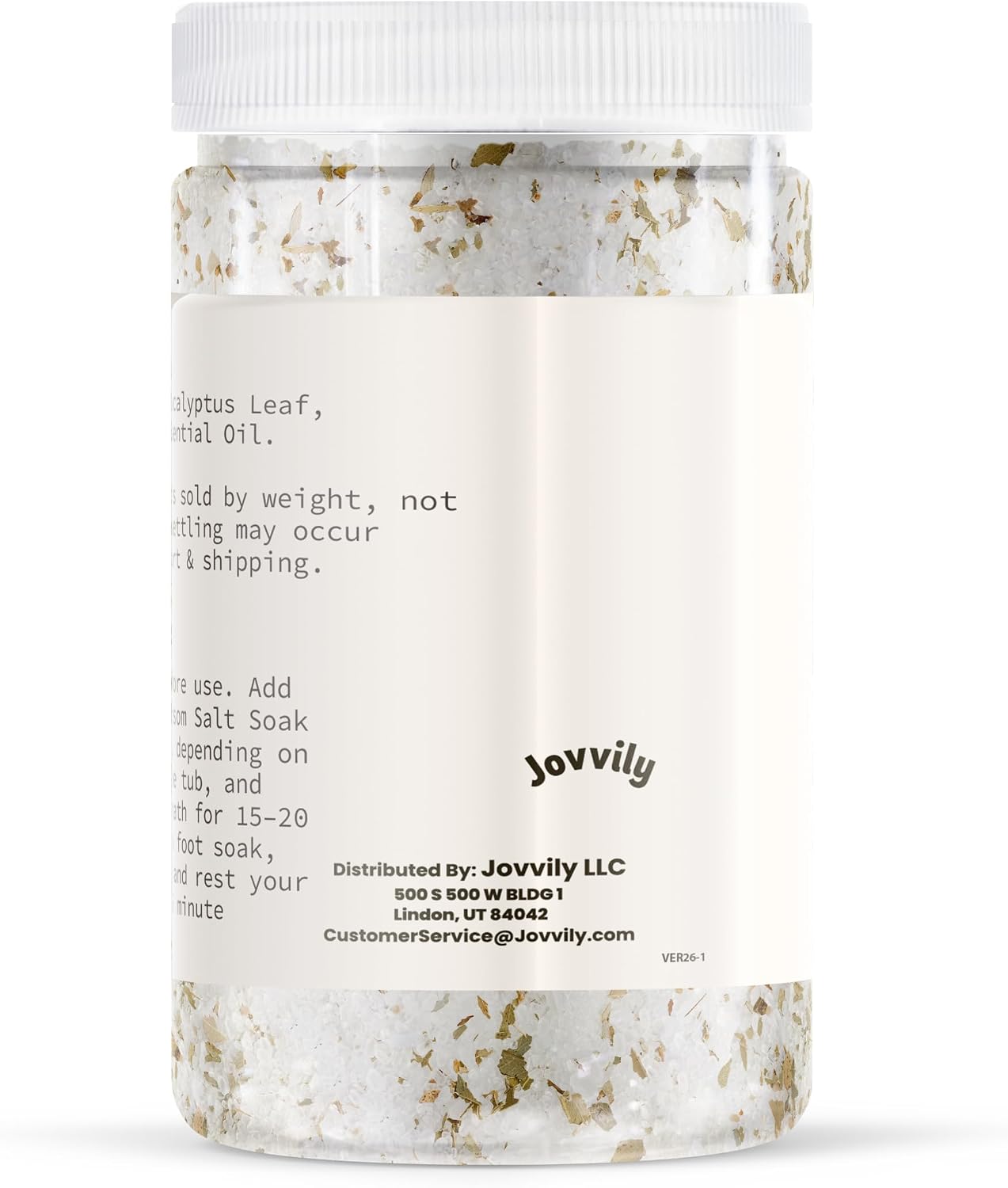 Jovvily Epsom Salt with Eucalyptus Leaf & Eucalyptus Oil, Soaking Solution, Soothing Scent (2 Pounds)