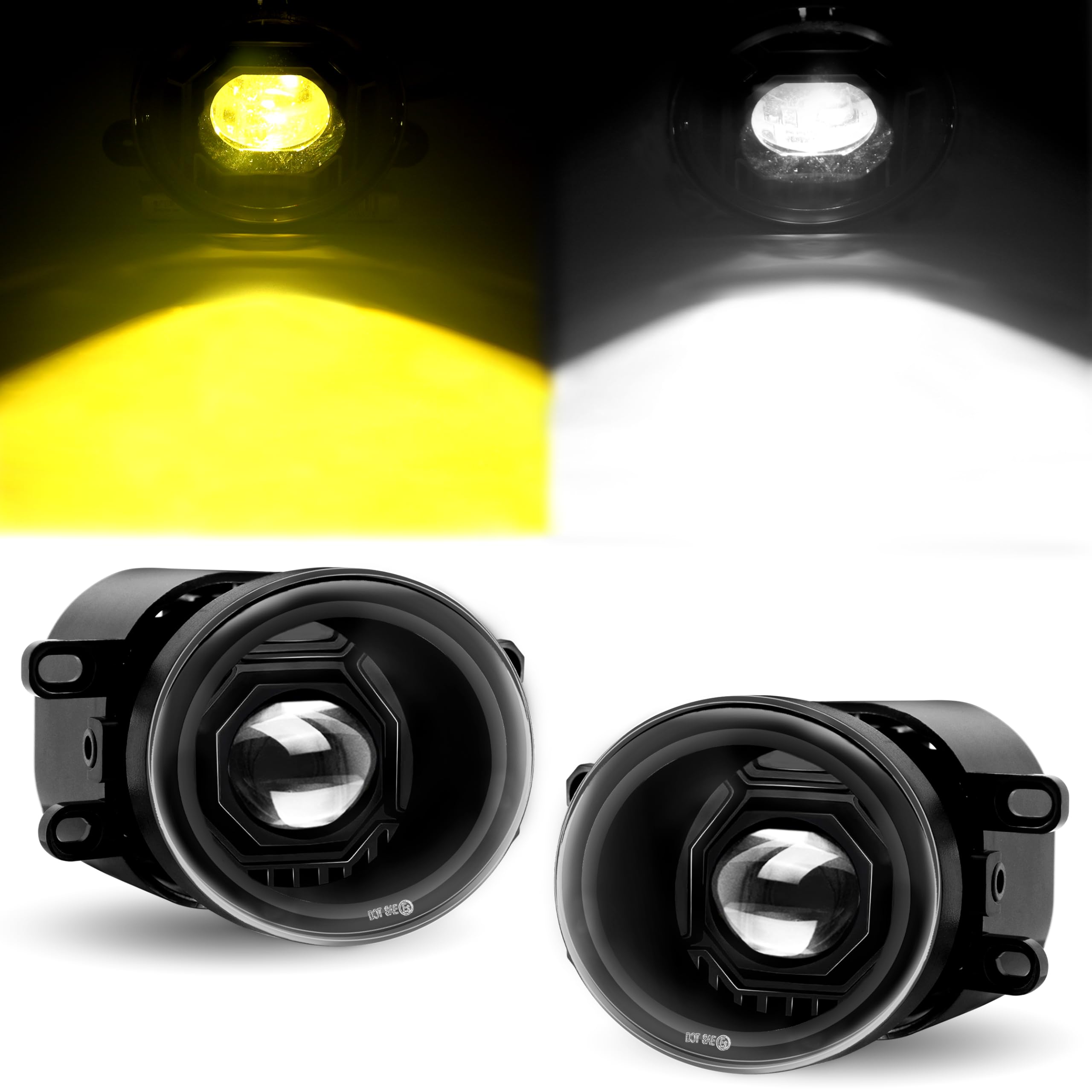 YUDE White/Amber LED Fog Lights