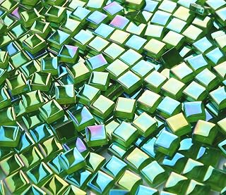 CHICSHIS 330 piezas de azulejos de mosaico iridiscentes de color verde exuberante, piezas pequeñas de vidrio ideales para manualidades y decoración del hogar, ideal para proyectos creativos de arte de
