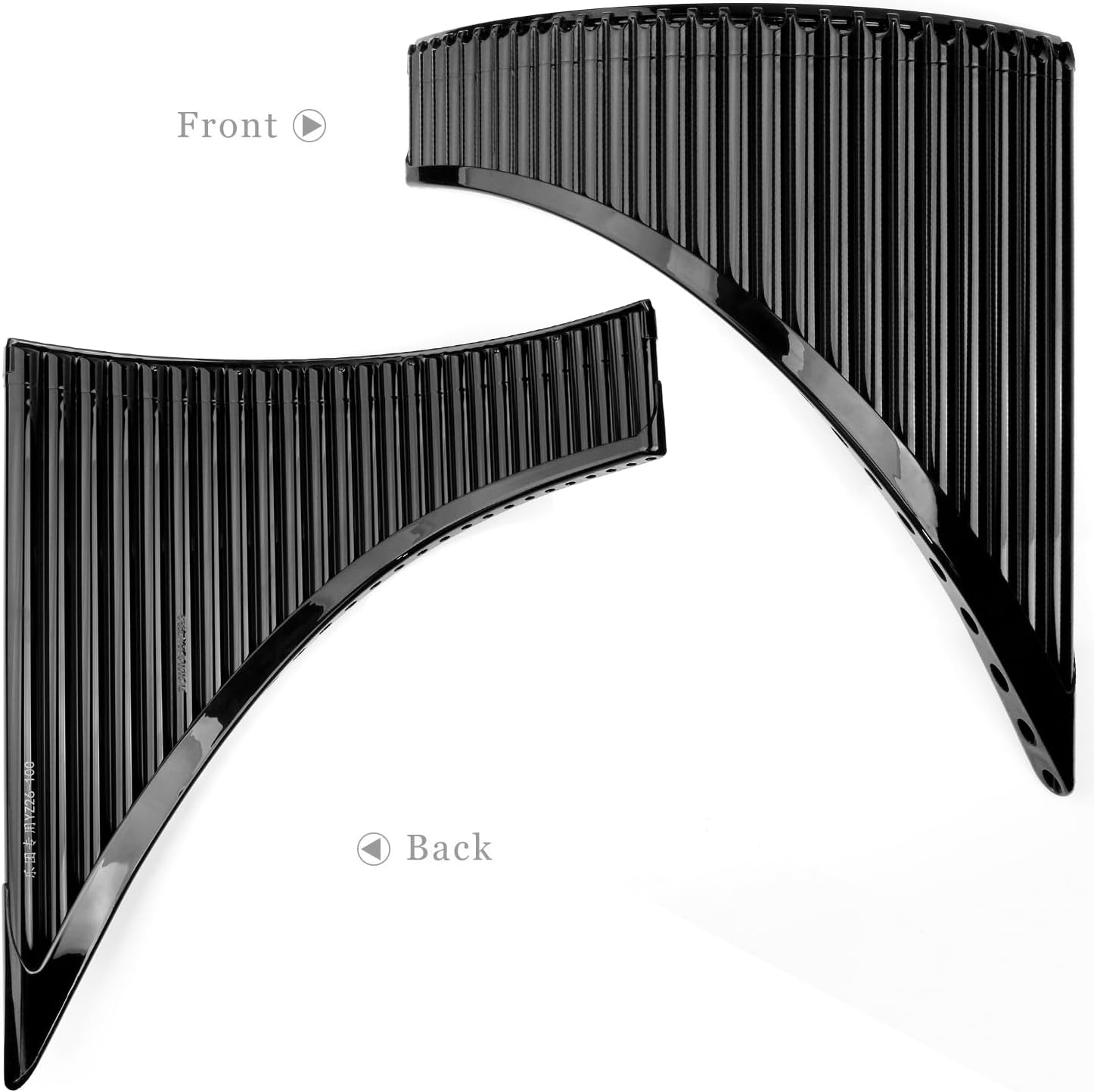 Black Pan Flute Comes with Mouthpiece and Carrying Bag, ABS Plastic 26 Pipes Pan Pipe Instrument Key of C for New Beginners Practice