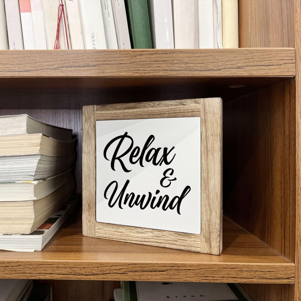 Bathroom Spa Decor, Relax and Unwind Wooden Box Signs, Farmhouse Tabletop Shelf Art, Home Decor Set, White B6-88 image 5
