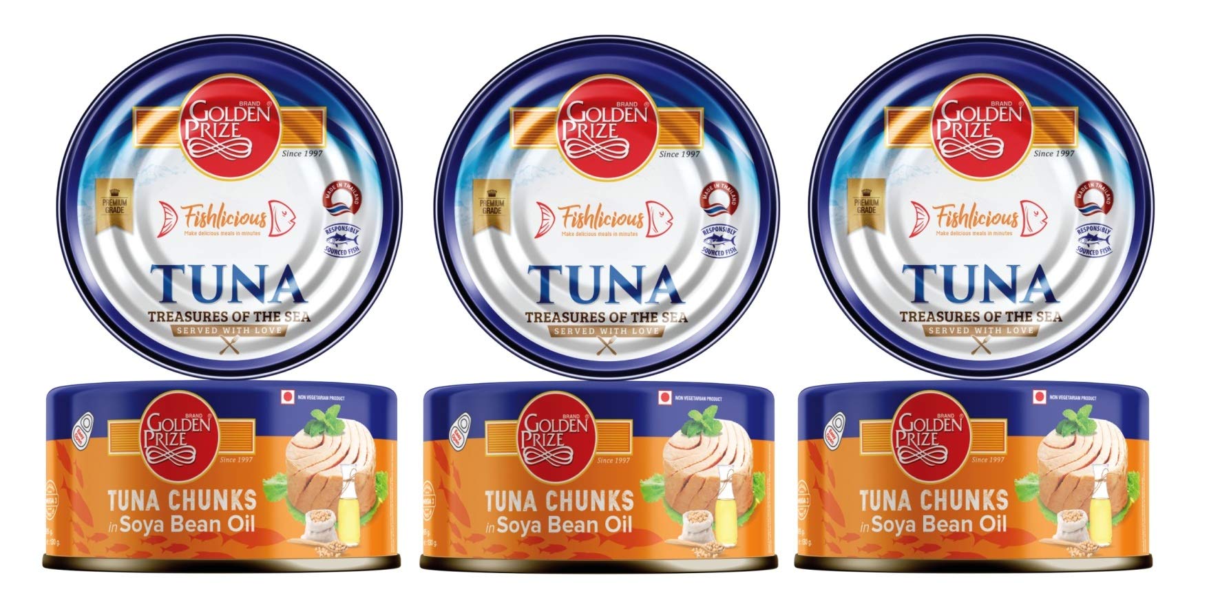 Golden Prize Tuna Chunk in Soyabean Oil 185 GMS Each - Pack of 3 Units (B07NCZK3CJ) Amazon Price History, Amazon Price Tracker