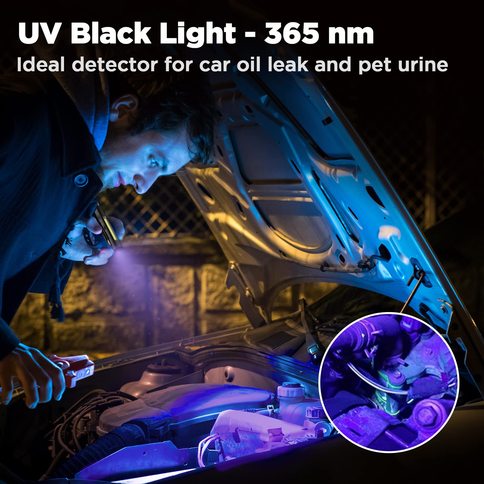 WORKPRO Flashlight Pen Light Rechargeable Penlight with 365 nm UV Black Light 450 Lumen LED Mini Pocket Flashlight — view 2