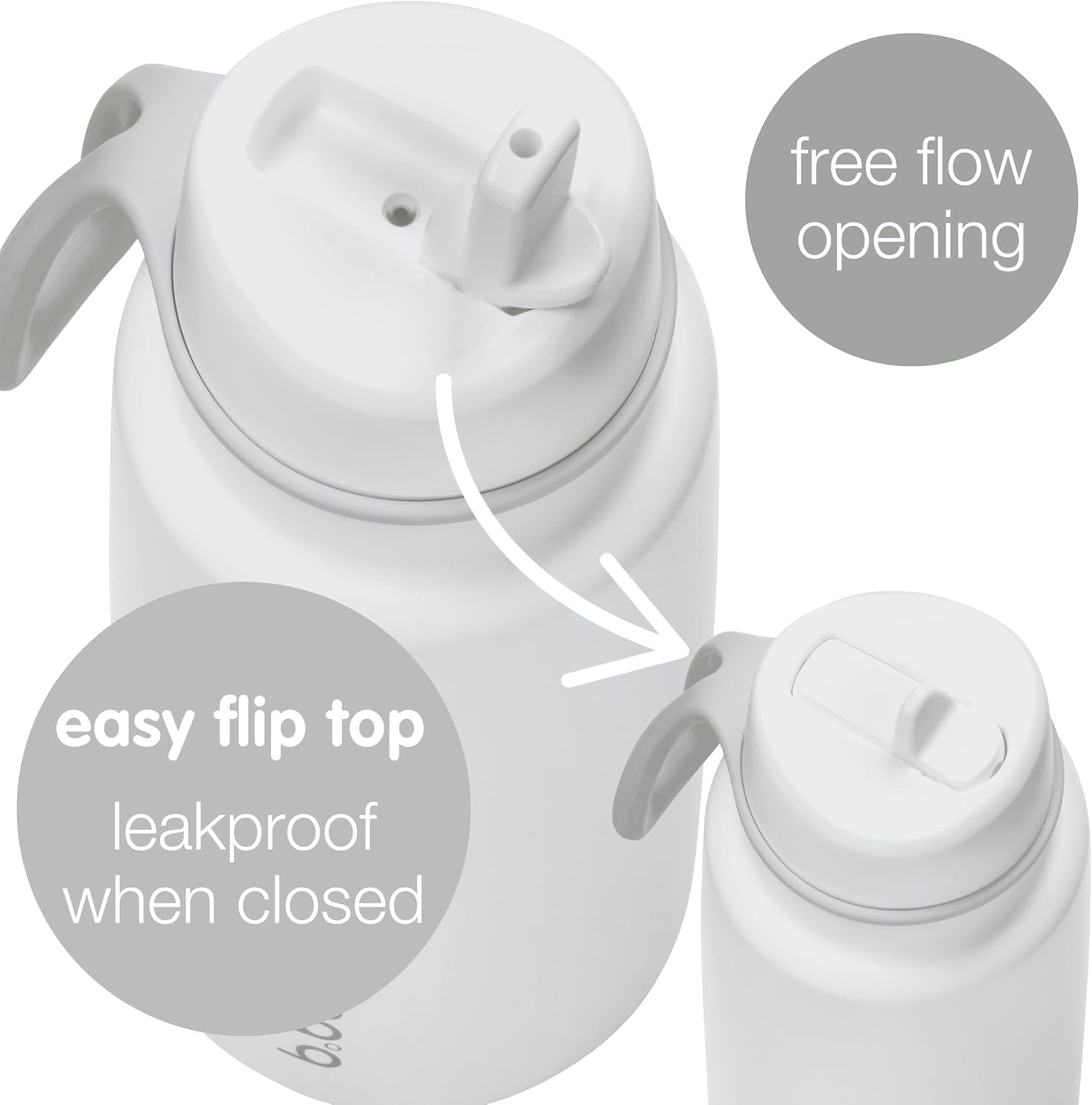 b.box 34oz Insulated Water Bottle w/Straw - Keeps Drinks Cold up to 46 Hours, Flip-top, Leak-Proof Stainless Steel Water Bottler with Lid & Straw for Travel, Gym & School - White Out