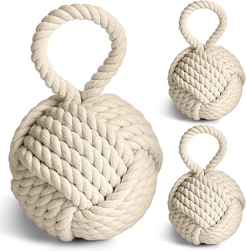 Tenceur 3 piezas de 3 libras de cuerda decorativa para puerta con asa, 6 pulgadas, tela náutica, tope de puerta de algodón con peso para puerta, disponible en Yaxa Colombia