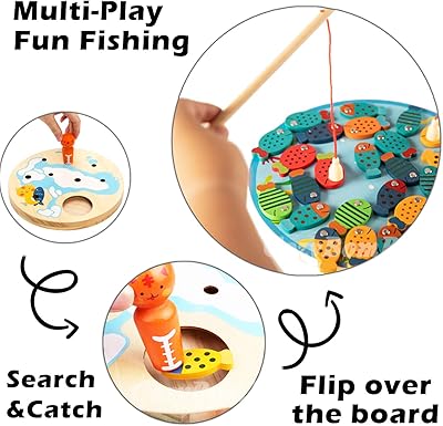 CozyBomB Magnetic Wooden Fishing Game Toy...