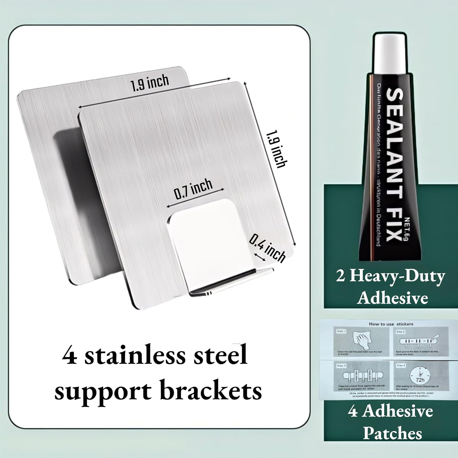 4PCS L Bracket Corner Brace Sets, Heavy Duty Floating Shelf Brackets, Stainless Steel Corner Brackets, Metal 90 Degree Right Angle Bracket for Shelves Wood Furniture Chair Drawer Cabinet