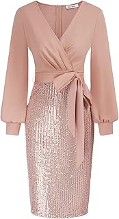 Women's Sequin Sparkly Party Dress Cocktail Bodycon Glitter Dresses Long Sleeve - Buy now