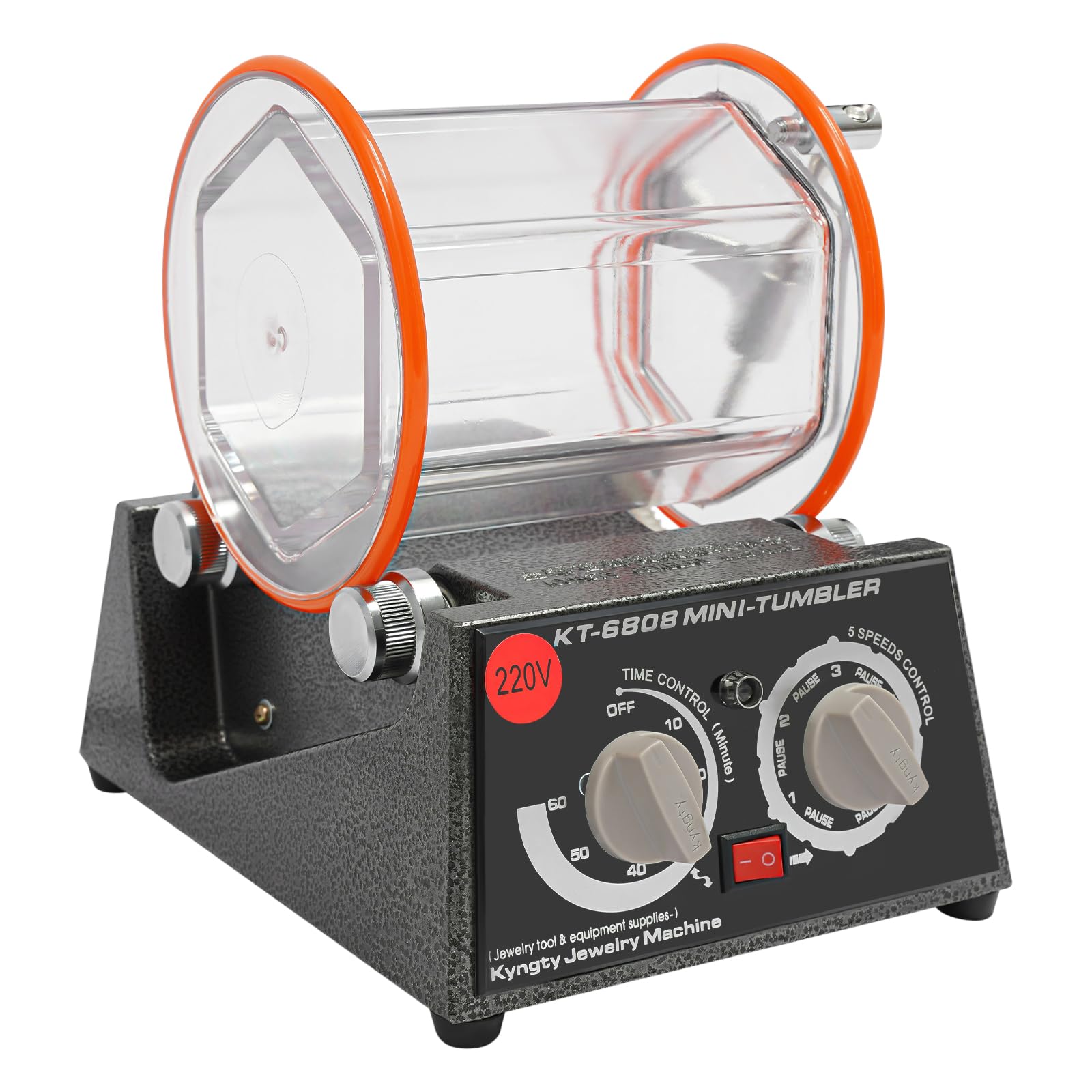 Lucidatrice elettrica, lucidatrice rotante, 60 W, lucidatrice con timer 0-60 minuti, 5 marce, 3000 Rpm, finestra di visualizzazione, 18 x 23 x 24 cm, per gioielli, monete d'argento, noci, antiruggine