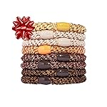 Brown Hair Ties for Thick Hair, Grab & Go Ponytail Holders, 8 Pack, Metallic Bronze, Thick No-Crease Bands with Strong Hold and Damage-Free Design | L. Erickson