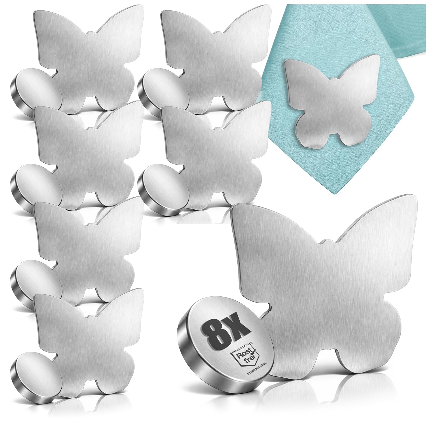 com-four® 8X Tischdeckenbeschwerer - Tischtuchgewichte aus Edelstahl - magnetische Tischtuchklammer - ca. 60 g