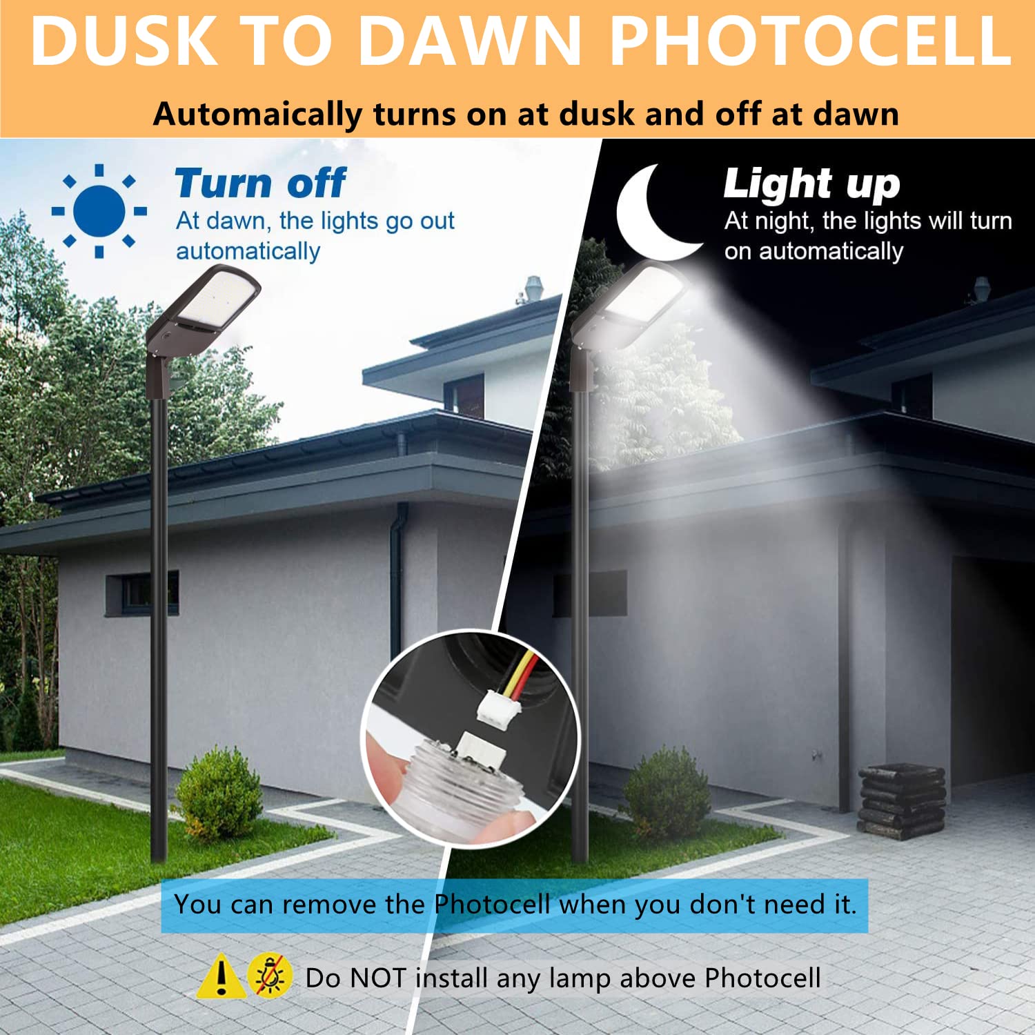 200W Outdoor LED Parking Lot Light With Adjustable Slip Fitter Mount 5000K Area Light With Dusk to Dawn — view 4