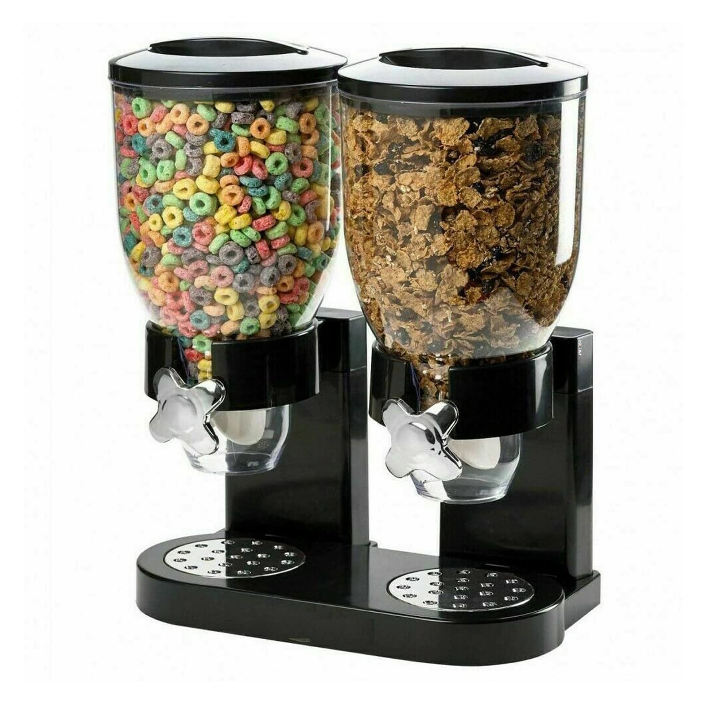 DISCORAMA COPPIA DISPENSER DI CEREALI, DISTRIBUTORE DI CORNFLAKES 8 LITRI, CONTENITORE CEREALI DOPPIO, DOSATORE, COLAZIONE, SALVASPAZIO
