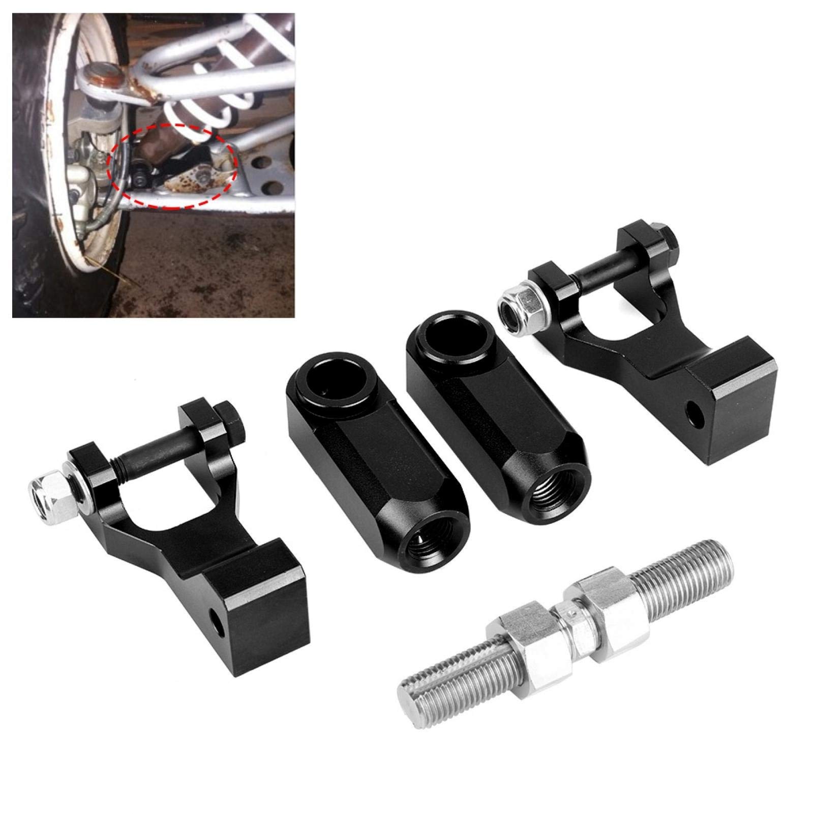 Kit d'abaissement avant arrière, Kit d'abaissement avant arrière réglable pour moto VTT pour Yamaha Raptor 350 660 700(Le noir)
