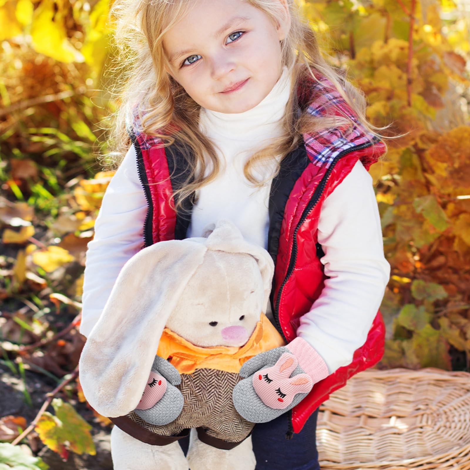 UILYNIU 2 Pares Guantes Invierno Niños, Manoplas Bebe, Guantes Bebé, Guantes Térmicos Bebé, Guantes con Cuerda, Guantes de Punto con Forro Polar, Guantes para Bebé Niños Niñas 0-3 Años