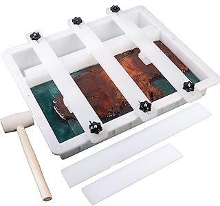 Kalinta Epoxy Mold with Divider Adjustable- 15.7x9.8x3in No-Seal Resin Mold Integrated Clamping System - Perfect for Beginners & Experienced Artists Alike - Ideal for Creative Resin Art Projects