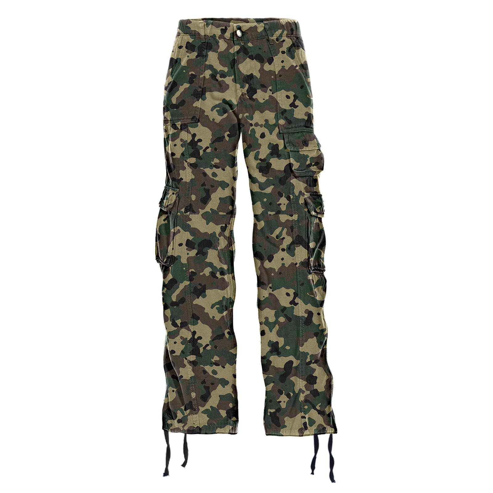 Women's Hiking Cargo Pants Joggers Cotton Casual Military Army Combat Work Pants with 7 Pockets XX-Large Camo Green