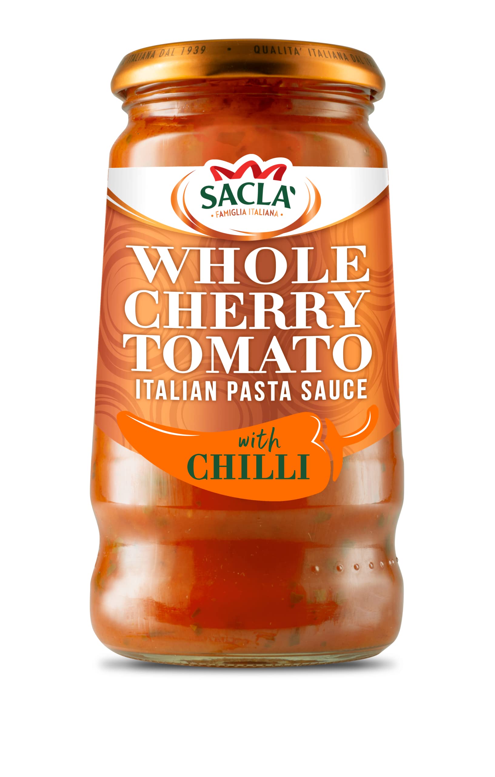 SaclaWhole Cherry Tomato and Chilli Pasta Sauce, 350 grams, Red