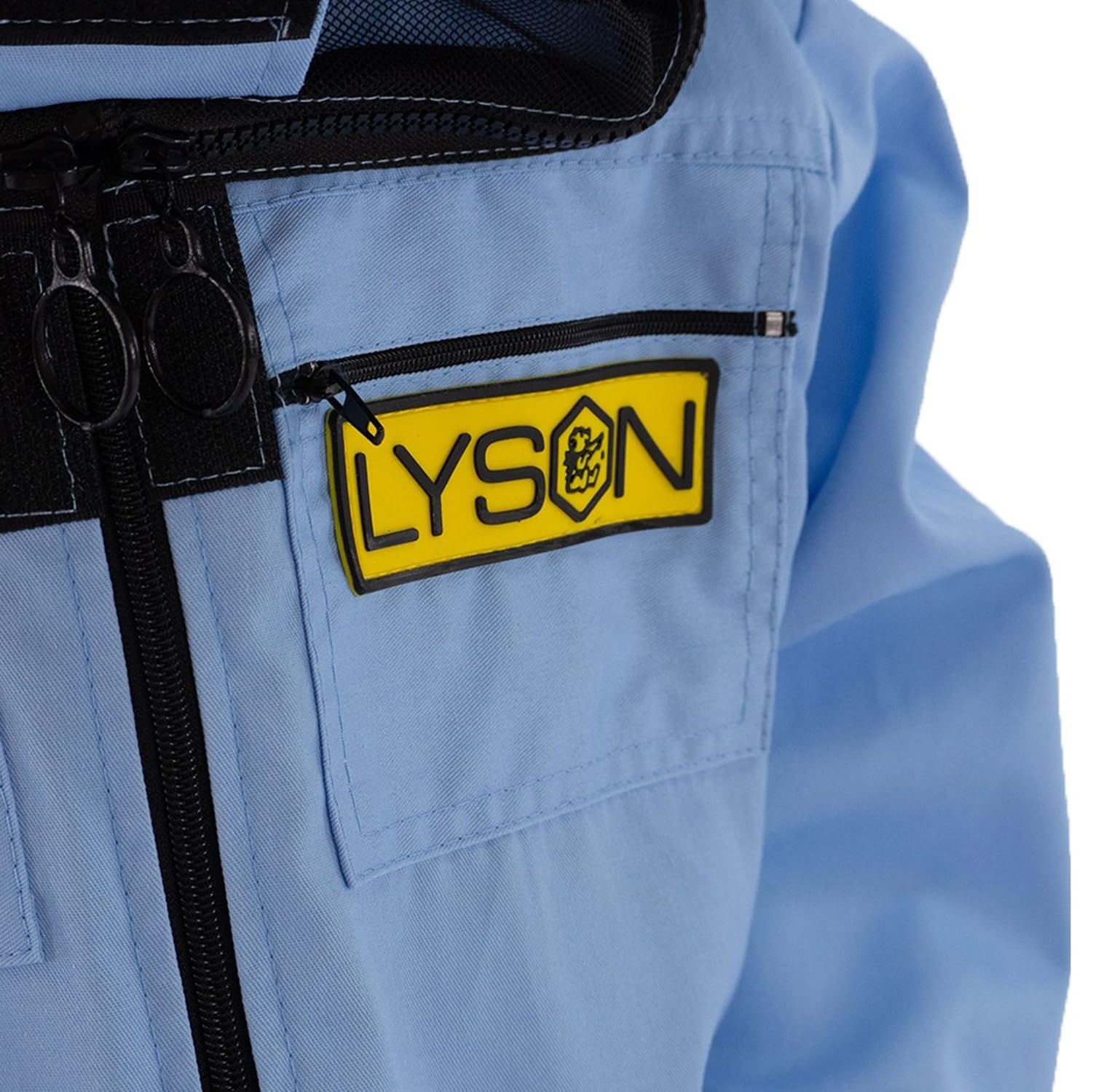 LYSON Kinderanzug mit abnehmbaren Hut Kinderoverall mit Schleier Kinderimkeranzug Schutzkleidung für Kinder, Imker Anzug Imkeranzug Schutz vor Bienen Blau Grösse 152