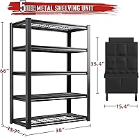 Vista 2 de REIBII Estantería de garaje, estantes de almacenamiento de 5 niveles, estantería ajustable y resistente, 2000 libras, estantes de almacenamiento