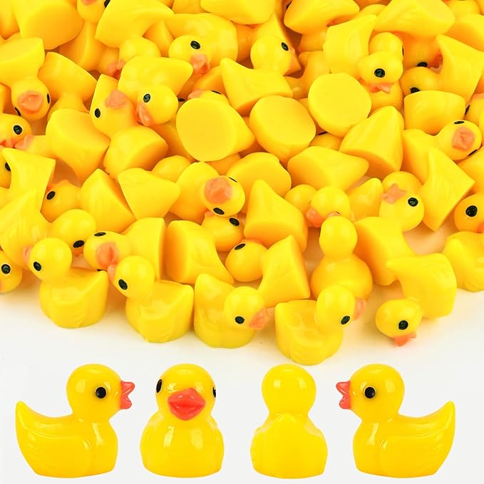 Gukasxi 100 pcs Yellow Tiny Ducks Mini Resin Ducks Miniature Duck