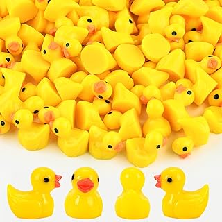 Gukasxi 100 pcs Yellow Tiny Ducks Mini Resin Ducks Miniature Duck Figures, Figurines Garden Ducks, for Craft, Garden, Aquarium, Home Decorations