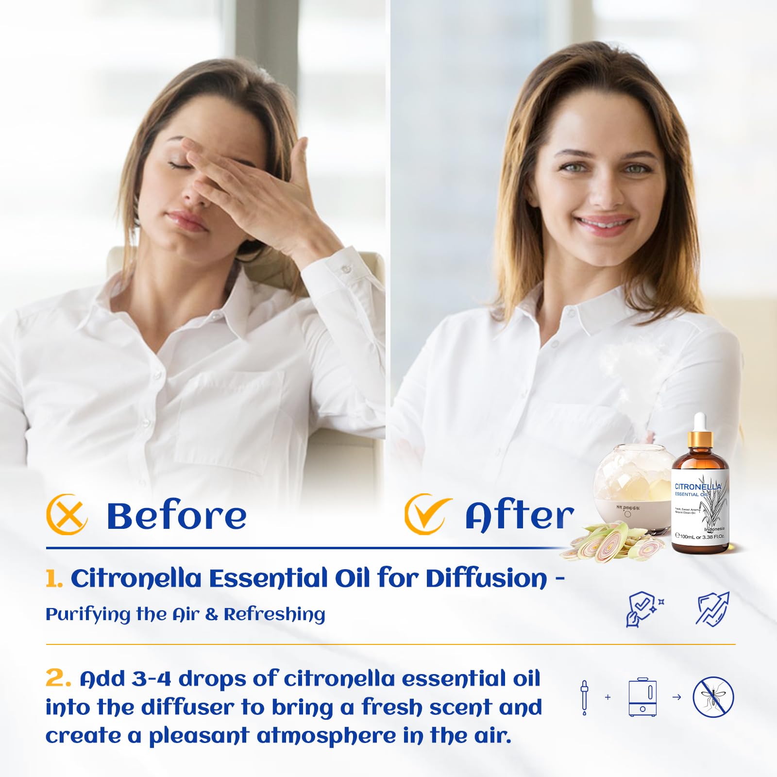 HIQILI 100ML Olio essenziale di citronella per spray fatti in casa, da aggiungere al diffusore 100% puro e naturale non diluito