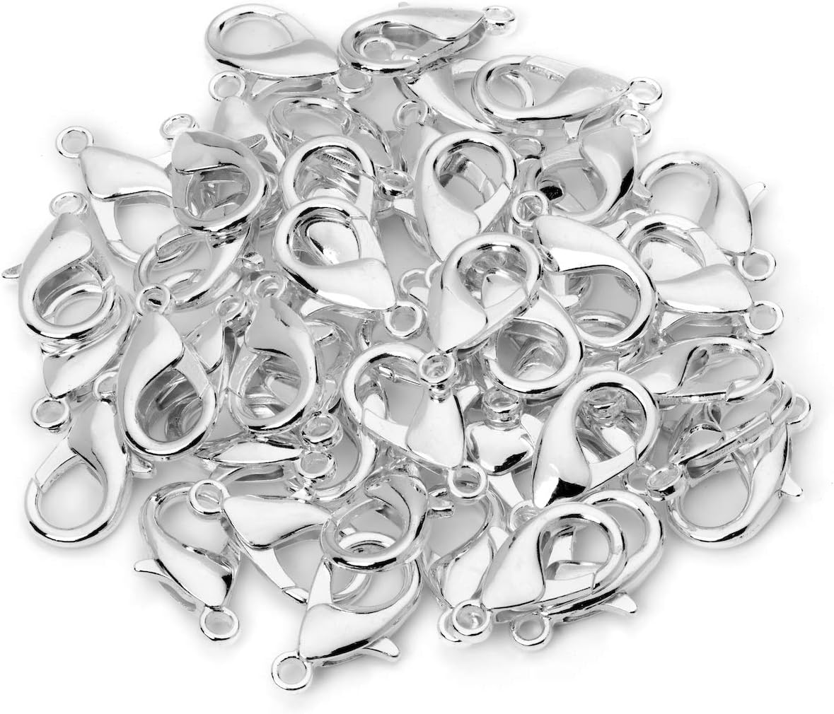 dierjueyers100 Lobster Clasps (16x8) Silver Plated Lobster Claw Clasps Jewelry Making Findings Lead & Nickel Free (100)