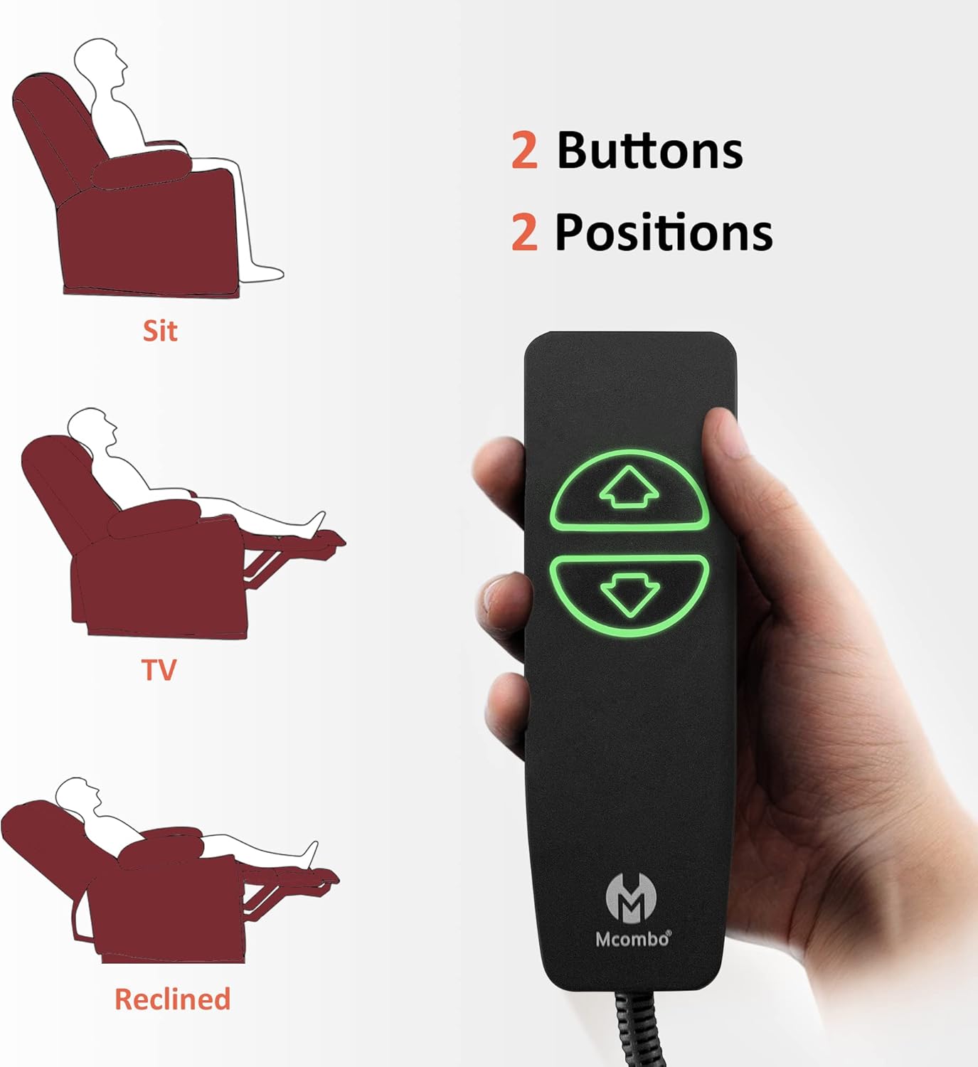 MCombo Fabric Electric Power Recliner Chair with Heat and Massage, Cup Holders, USB Charge Ports, Extended Footrest, Cloth Powered Reclining for Living Room 8015 (Not Lift Chair) (Grey)