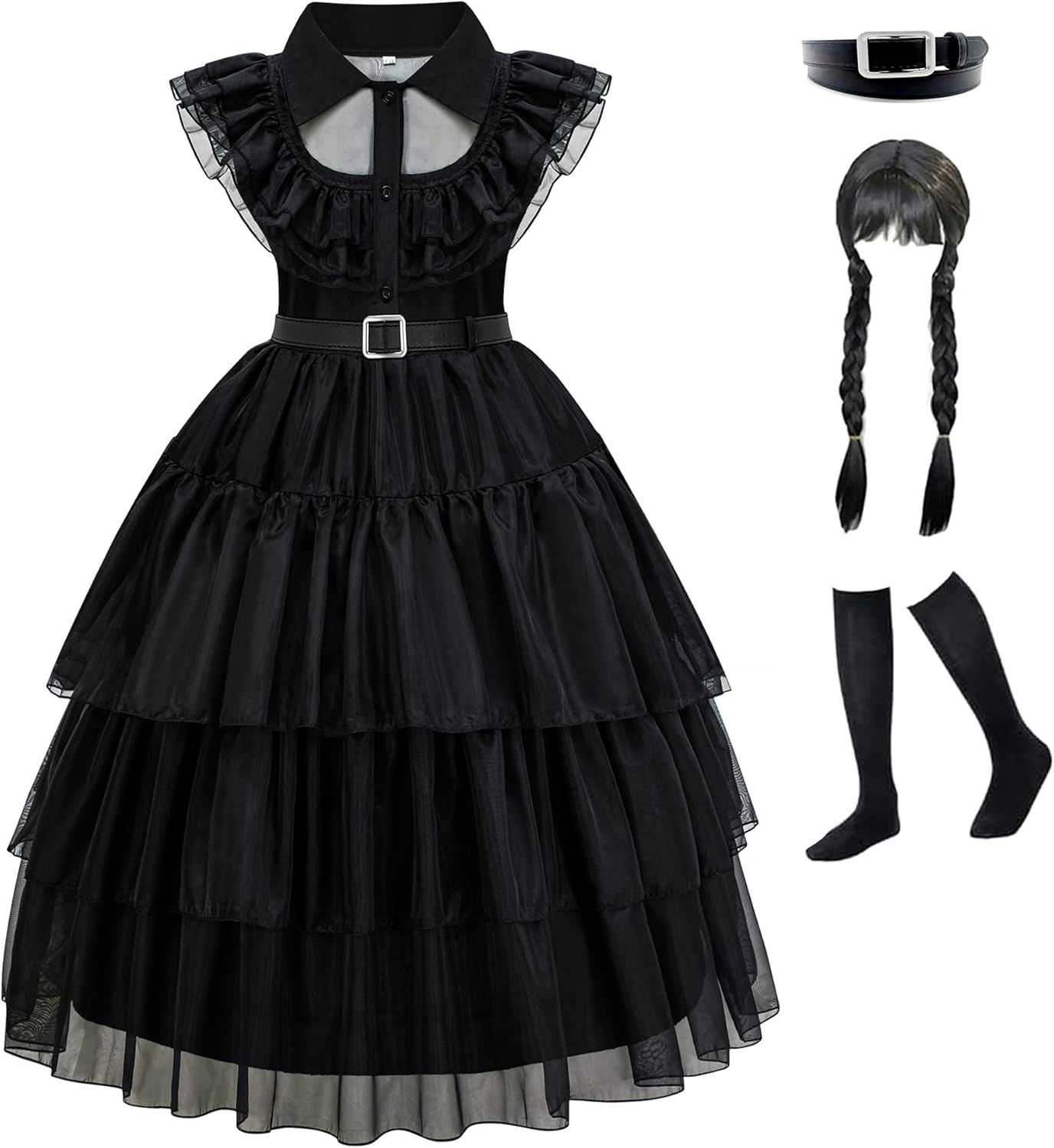GZ-LAOPAITOU Black Costume Dress for Girls Halloween Cosplay Family Party Dress Up 4-12 Years 7-8Years