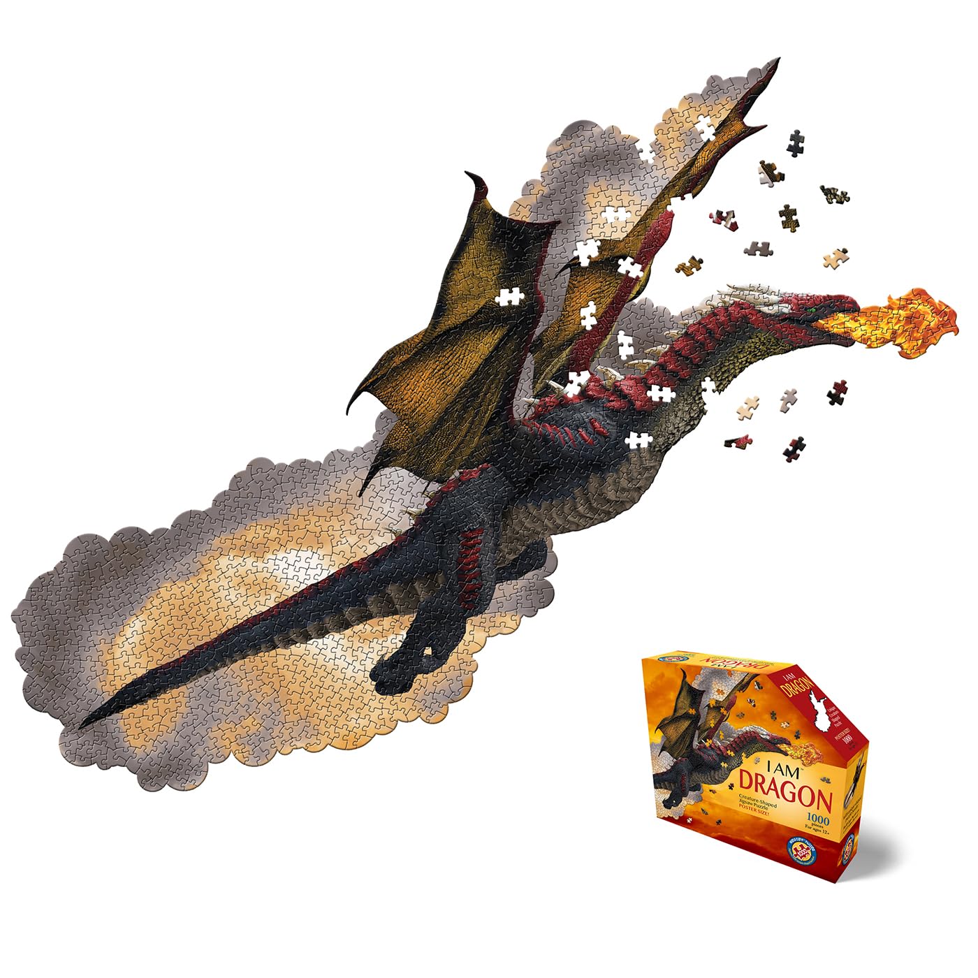 Madd Capp Dragon Shaped 1000 Piece Jigsaw Puzzle for Ages 12+ Years with Reference Poster, Cardboard Construction - Image 4