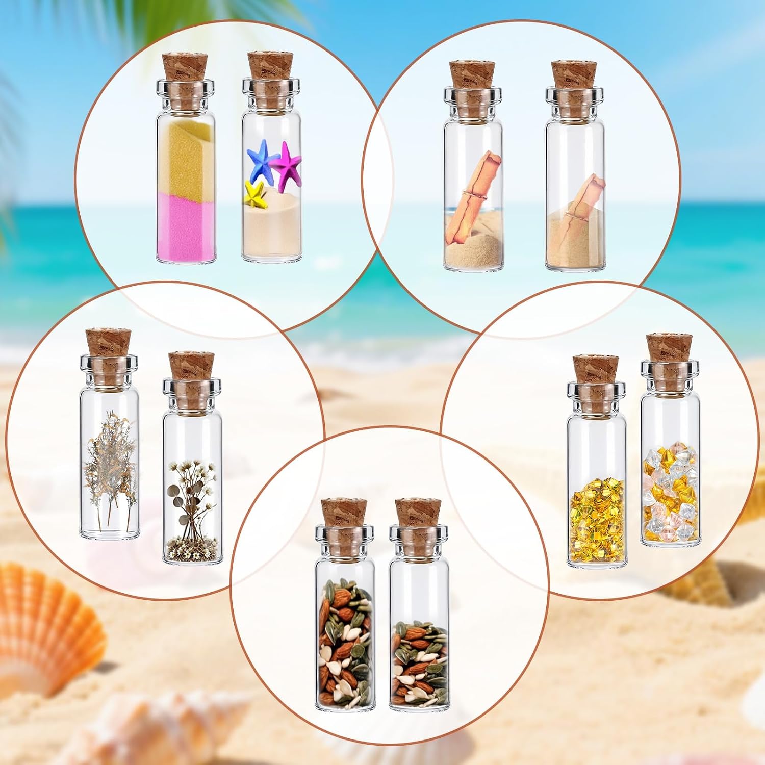 20 Pcs Small Glass Bottles with Cork, 2ml Small Tiny Glass Jars with Lids