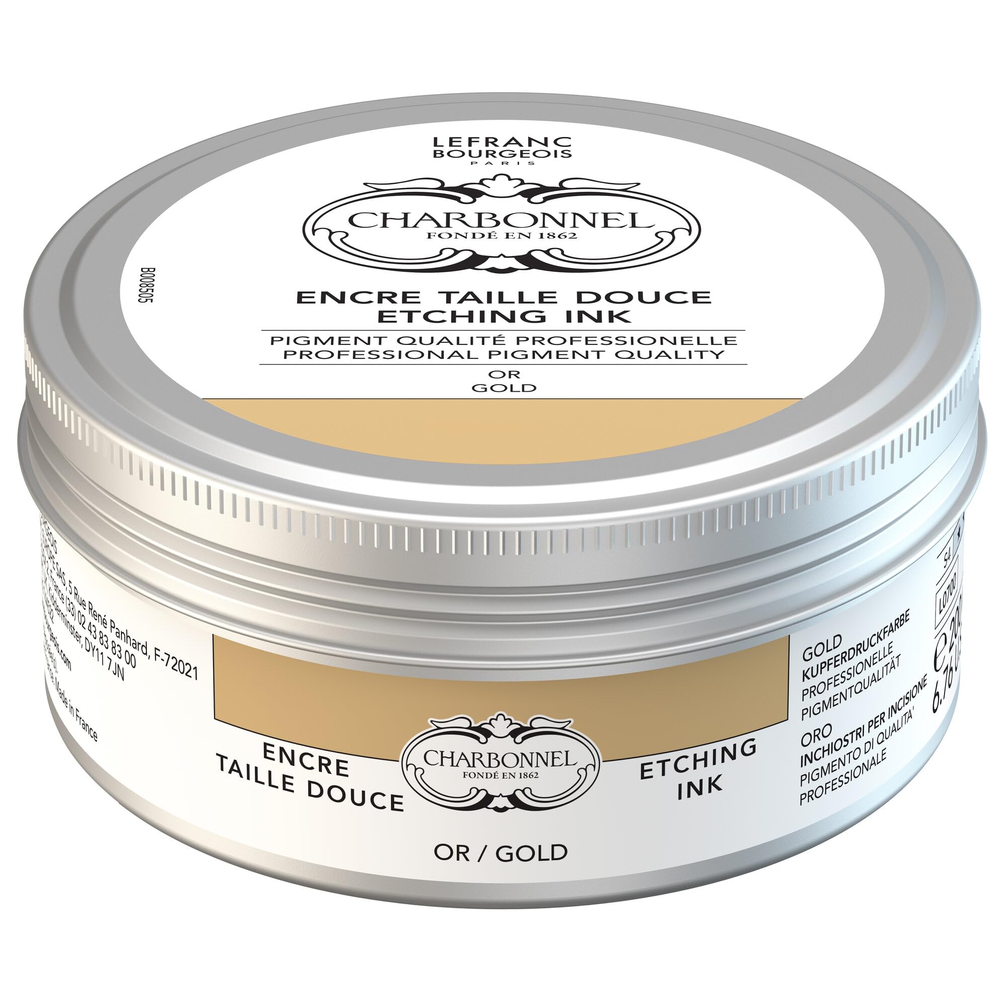 Lefranc Bourgeois Charbonnel, colori per stampa in rame, altamente pigmentati, eccellente resistenza alla luce, vegano, colori vivaci, resistente all'invecchiamento, tubo da 60 ml, oro