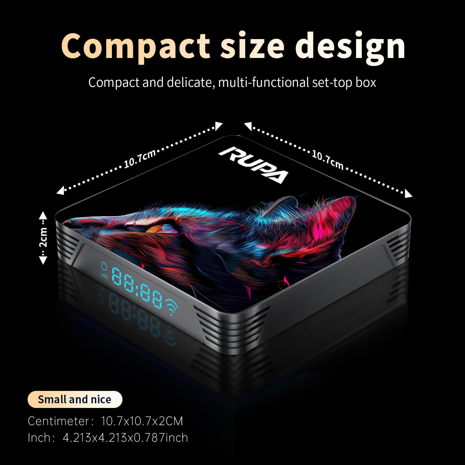 RUPA Android TV Box 14.0, 2025 8K Neueste Smart TV Box 2GB RAM 16GB Soporte 2.4/5.0GHz WiFi6 Bluetooth 5.0 HDR10 HD 8K 10/100M Ethernet HDMI 2.0 Android Box