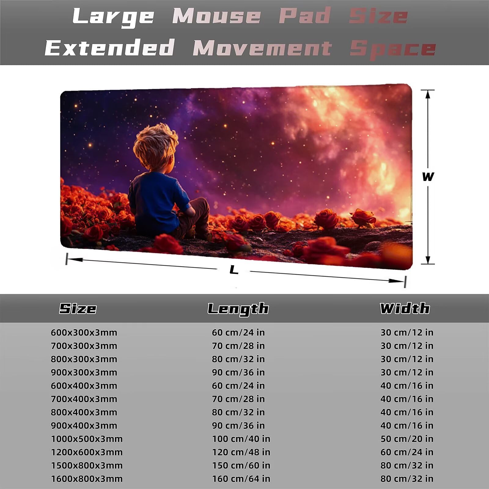 Galaktyczna podkładka pod mysz 1200 x 600 mm Chłopak Podkładka pod mysz Duża japońska podkładka pod mysz antypoślizgowa gumowa podstawa powierzchnia z przeszyciami na krawędziach mata biurowa do