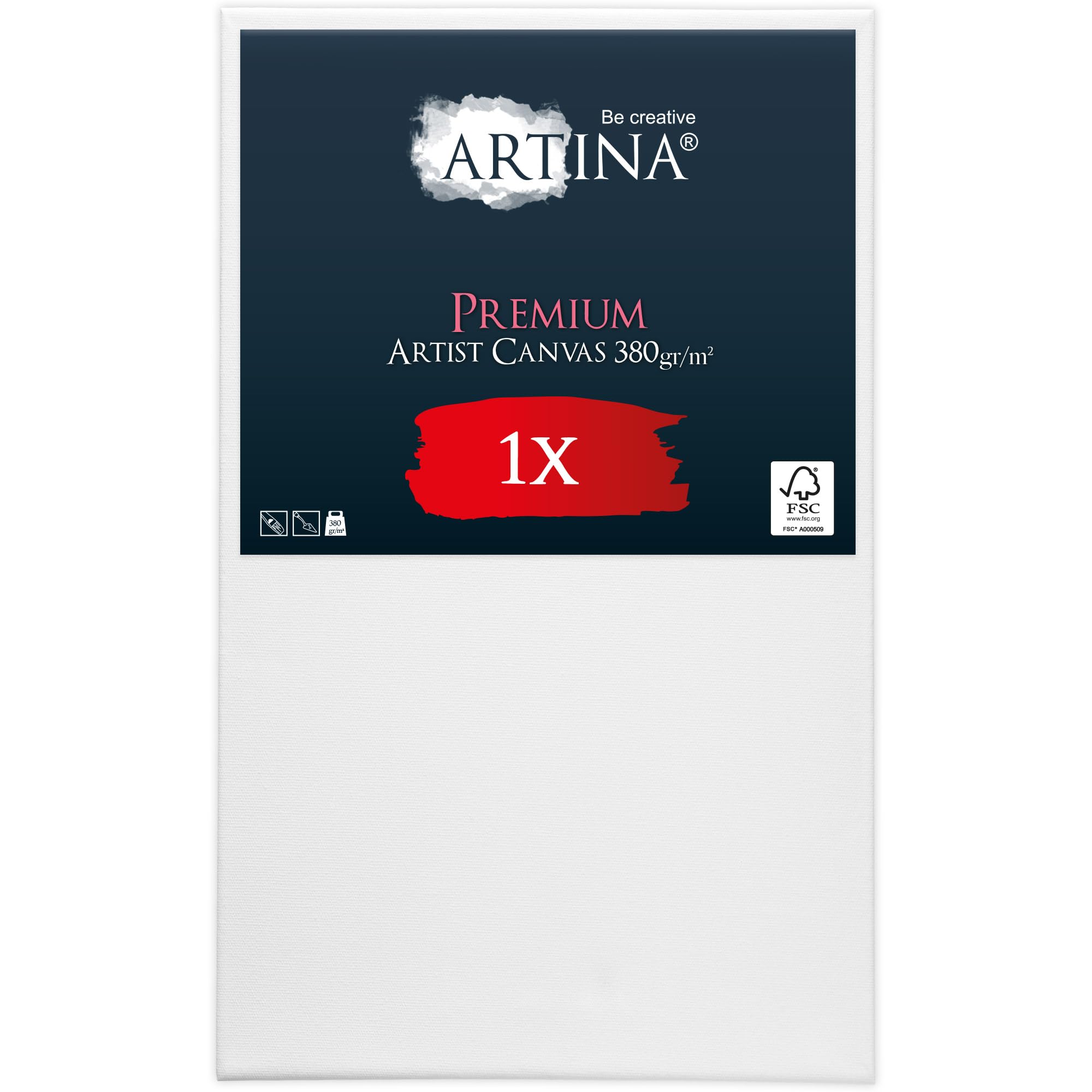 Artina Lienzos para Pintar 100% Algodón FSC® Canvas con Bastidores estables | 70x100cm blanco lienzo grande preestirado tela Madera colores acrílicos óleo profesional Premium