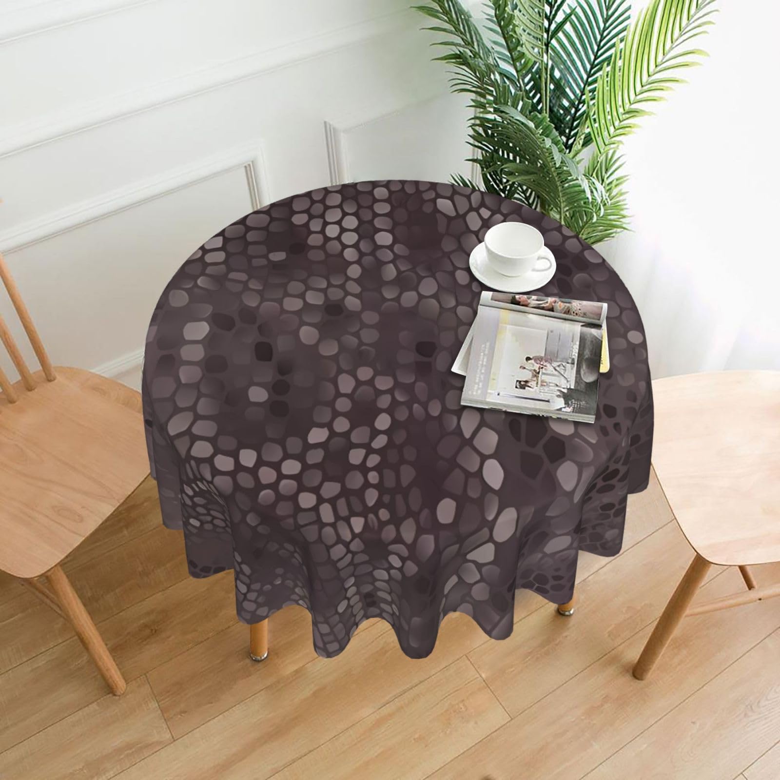 YYHWHJDE Classic Snake Skin Prints Round Decorative Tablecloth 60in - High-Grade Polyester Throw for Elegant Dining & Festive Gatherings