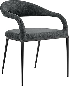 HomeRoots Set of Two Gray and Black Upholstered Polyester Open Back Dining Arm Chairs