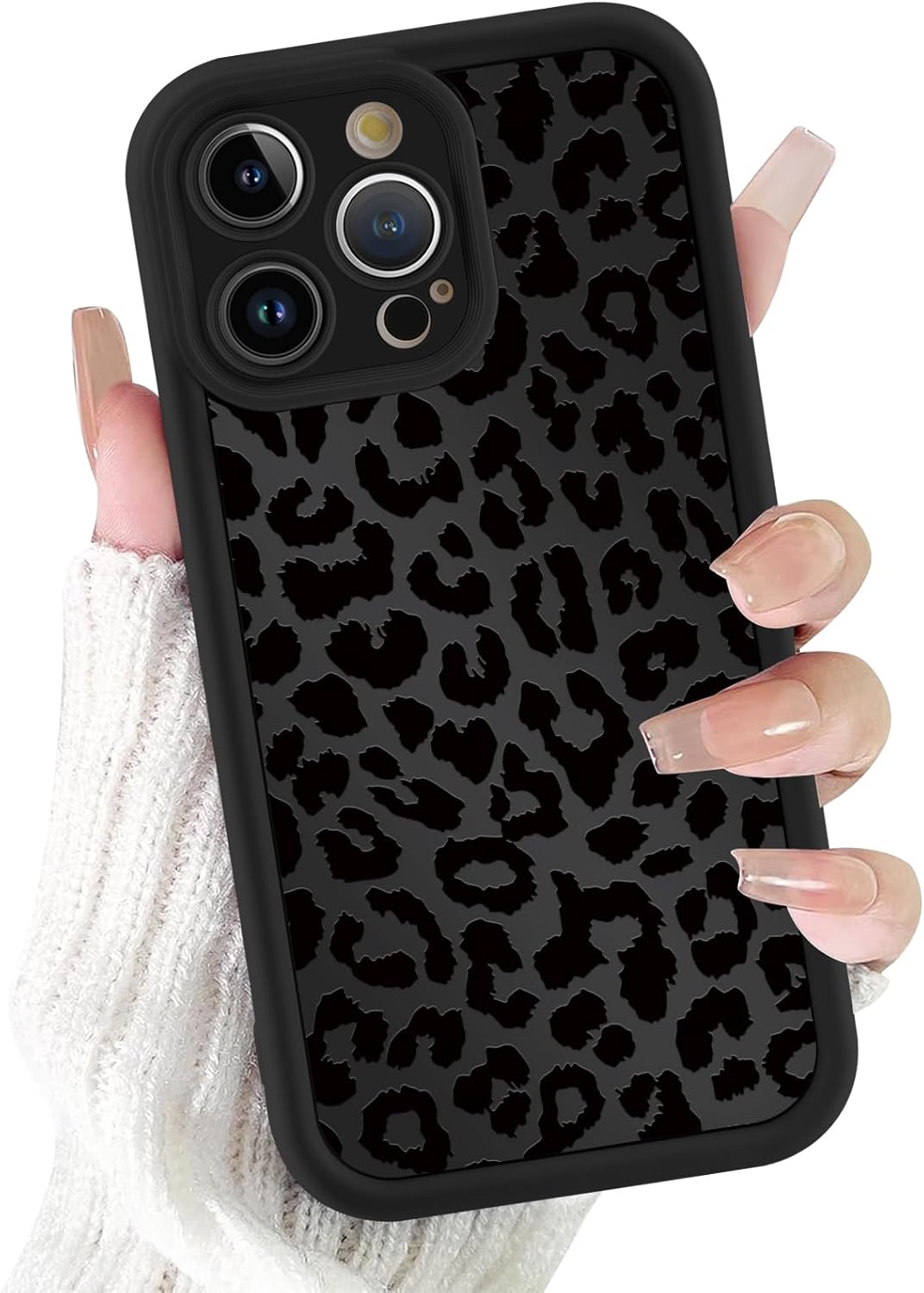 Cute Cheetah Print Phone Case for iPhone 15 Pro Max Case 6.7", Aesthetic Luxury Black Leopard Pattern Design Cover Shockproof Soft Slim TPU Full Camera Lens Protective Funda for Women Girls