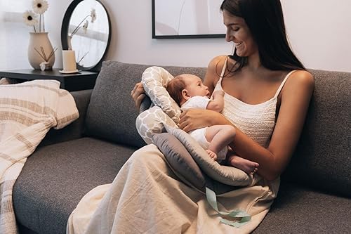 Miniatura 6 de Almohada de lactancia para lactancia materna y biberones, ideal para alimentar recién nacidos de 0 a 5 meses, 100% algodón, cojín de apoyo ajustable