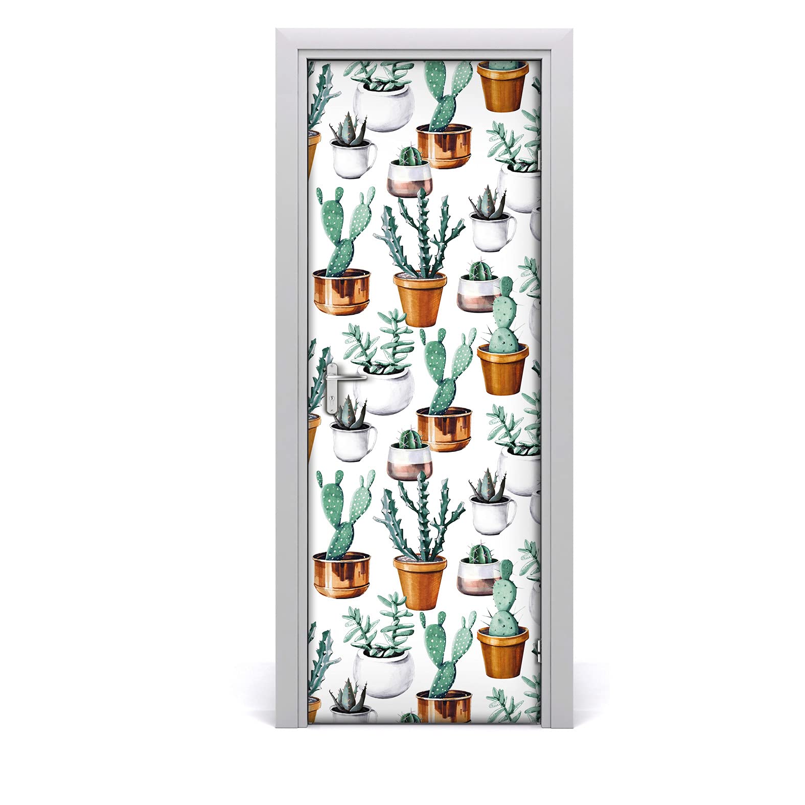 Papier peint sur la porte 85x200cm autocollant motif plantes et cactus