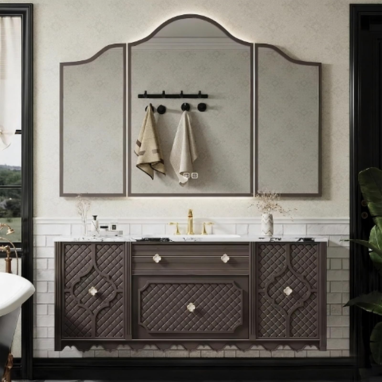 52 Inch Floating Bathroom Vanity with Sink - Bathroom Vanity Includes Smart LED Defog Mirror Cabinet and 2