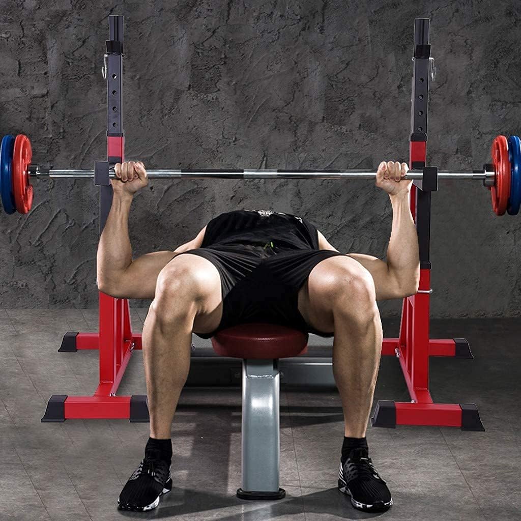 Fitness Multifunctional Dumbbell Bench Dumbbell Squat Racks, Adjustable Barbell Rack Holder Sturdy Steel Squat Barbell Free Bench Press Stands for 2-inch Weight Plate, Home Portable